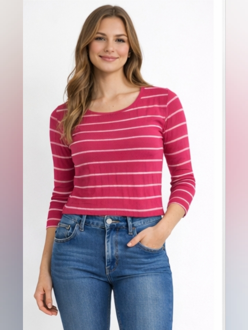4/$20 Pink Striped Women's Sweater
